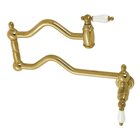 Kingston Brass KS2107PL Wall Mount Pot Filler, Brushed Brass KS2107PL